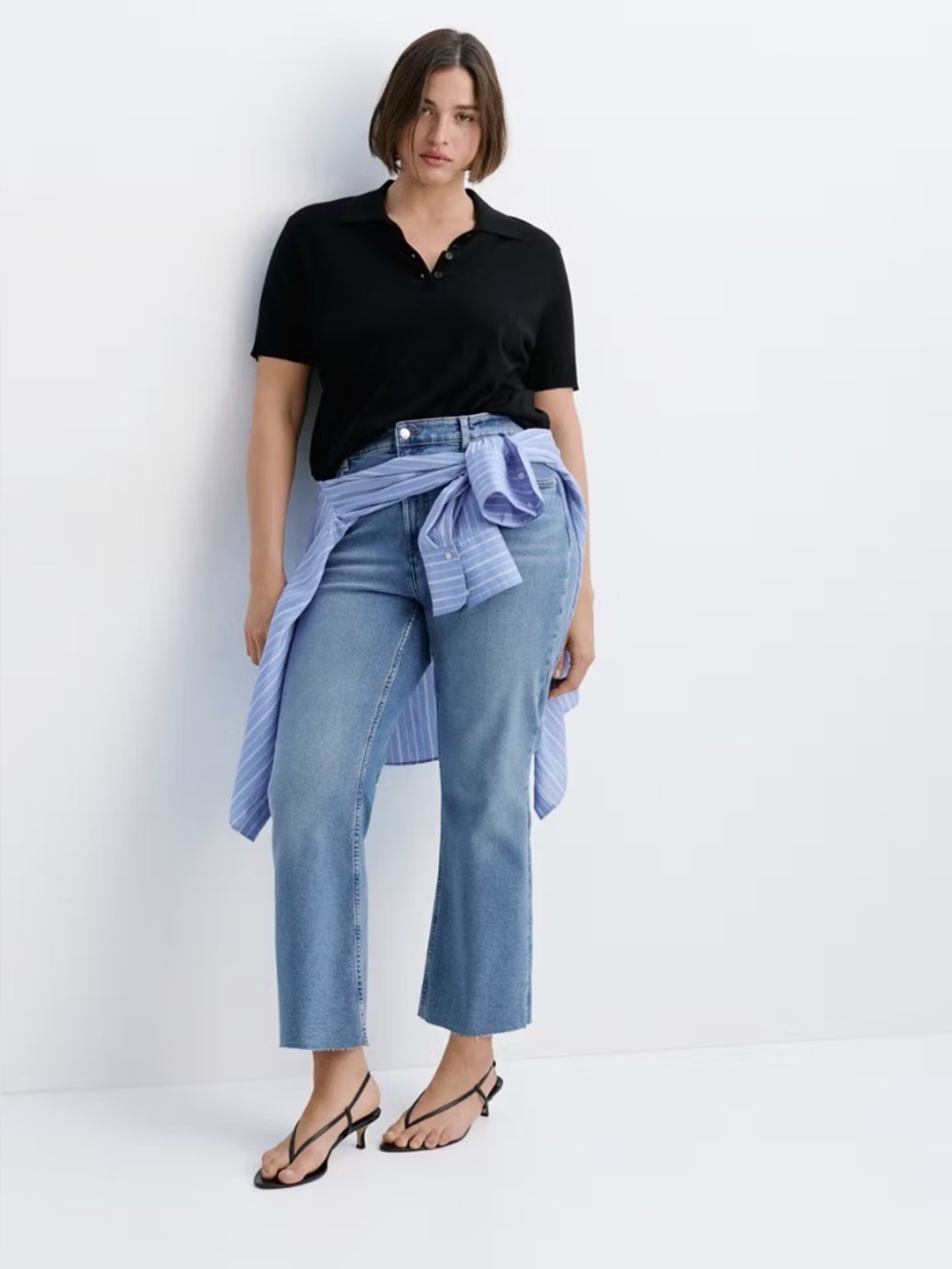 Mango MNG Sienna High-waist Flare Cropped Jeans Raw Hem Sz 18 (EUR 50)